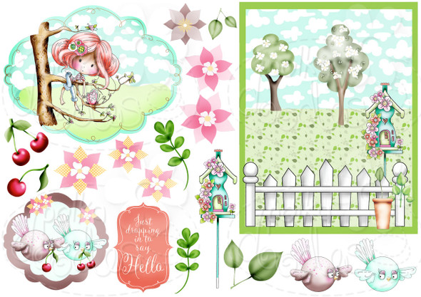 Aim High - Winnie Fruit Punch Printable Digital Craft Stamp Download, digiscrap