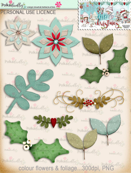 70+ Printable Embellishments - Winnie White Christmas...Craft printable download digital stamps/digi scrap
