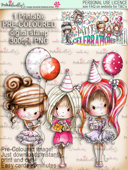 Winnie Celebrations 1... From All of Us COLOUR digi stamp printable download