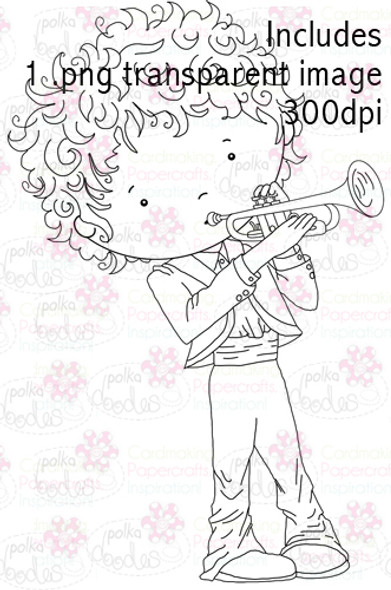 Trumpet Boy digital stamp download