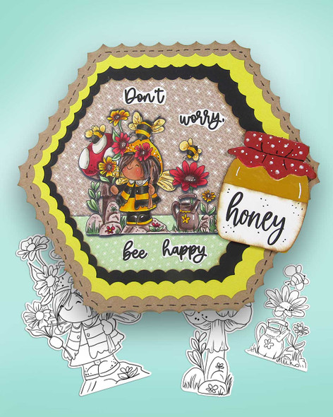 Buddies - Bee Buzzy girl Gnome cute precoloured clipart – Printables for Card Making, Scrapbooking and Junk Journaling.