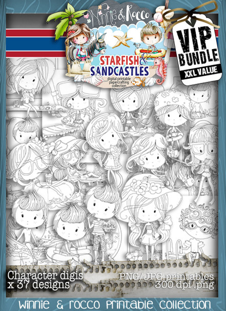 VIPXXL EDITION Winnie Starfish/Sandcastles Craft Printables - DOWNLOAD