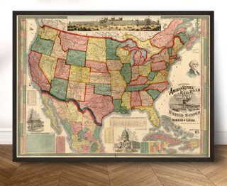 Historic Map - United States - Railroad Map - 1875