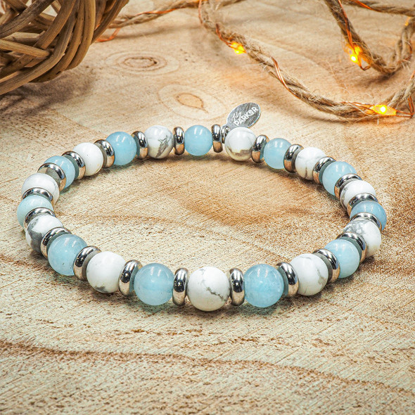 "Zen Attitude" - Aigue Marine - Howlite blanche
