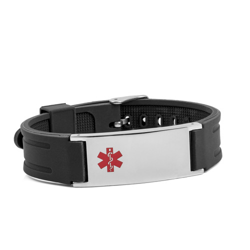 Black Rubber Medical ID Bracelet