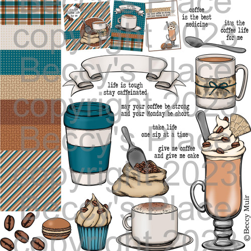 Café Elements digital stamps
