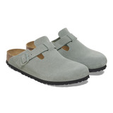 The Birkenstock Women's Boston Clogs in Pure Sage Suede