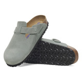 The Birkenstock Women's Boston Clogs in Pure Sage Suede