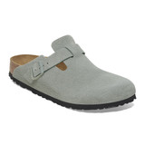 The Birkenstock Women's Boston Clogs in Pure Sage Suede