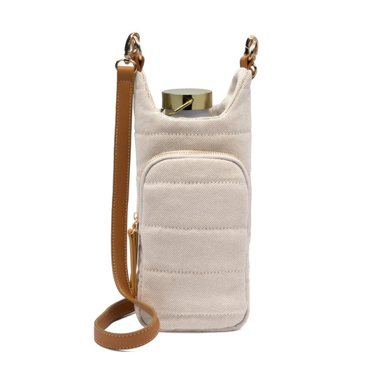 Wanderfull Canvas Hydrobag in Oatmeal Canvas/Thin Leather Strap